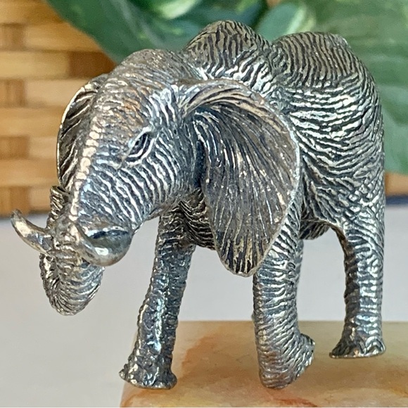 Vintage Fine Pewter African Elephant Figurine Detailed Textured Sculpture 3.5" - Picture 11 of 16